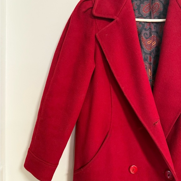 Vintage Alorna red Pure Wool Full Length Winter Coat - Picture 2 of 12